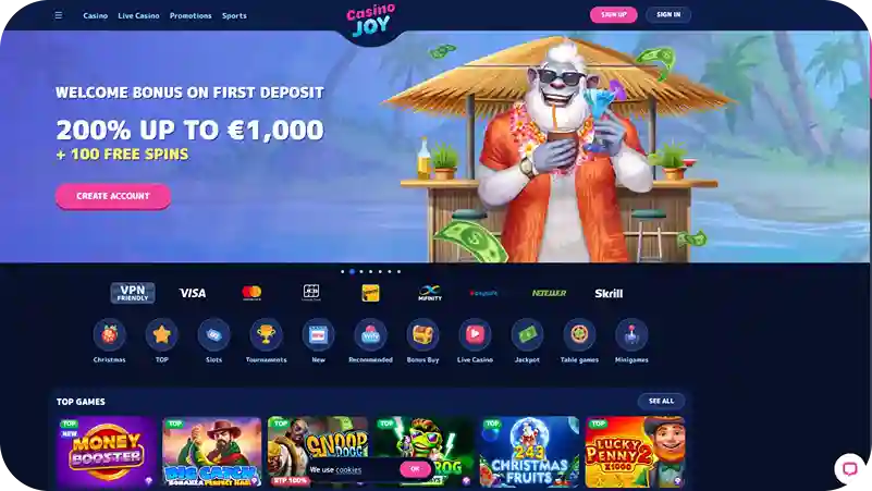 Casino Joy desktop view