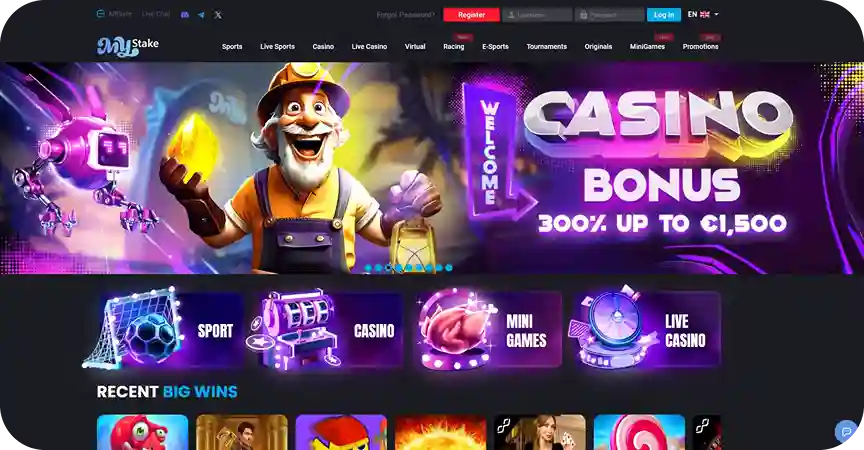 Mystake casino desktop view