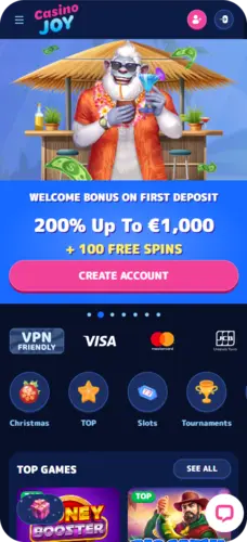 Casino Joy mobile view